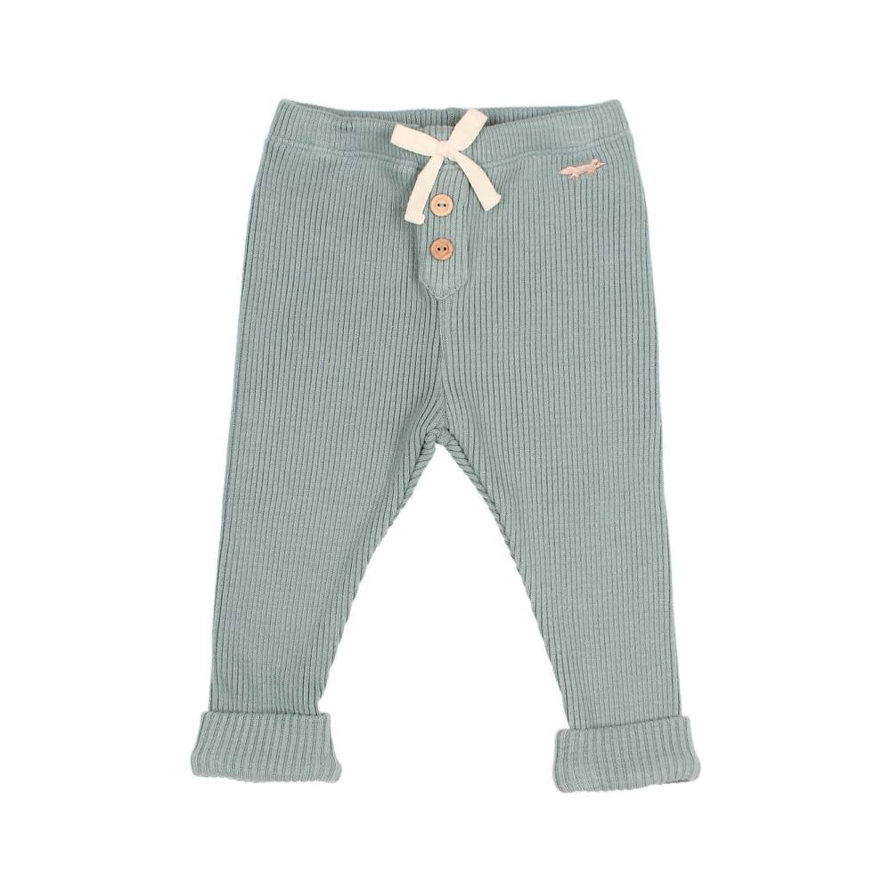 NEW BÚHO kid's ribbed leggings in eucalyptus